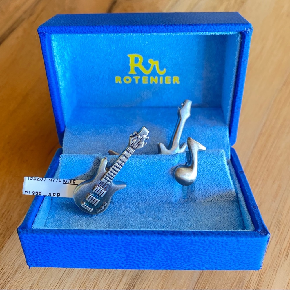 🎸Sterling electric guitar music note cuff links